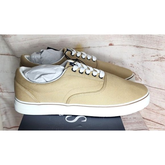 Chaps Canvas Laceup Taupe Sneakers - Classic Style Comfortable Details, Size 11 - Picture 1 of 12